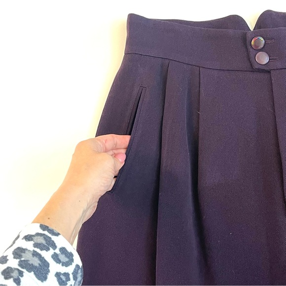 BOGNER Vintage Wool Shorts Women's SIZE 14 Purple Pleated Front High Waisted - Picture 5 of 10